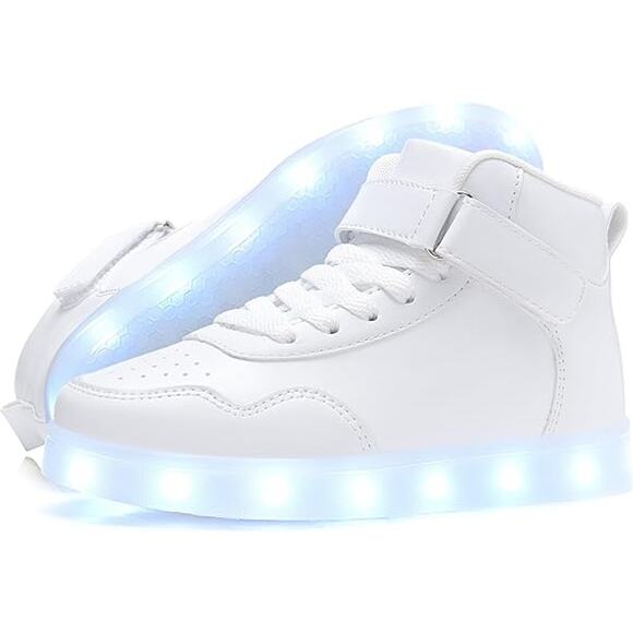 Aptesol Girl Size 6 White Rechargeable LED Light Up Adjustable Hook & Loop Shoes - Picture 3 of 5